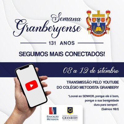 Em formato on-line, Semana Granberyense terá início no dia 8 de setembro