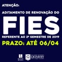 Novo FIES - Aditamento de renovação do FIES referente ao 2º semestre de 2019