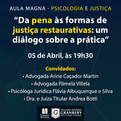 Psicologia e Direito promovem Aula Magna no próximo dia 05